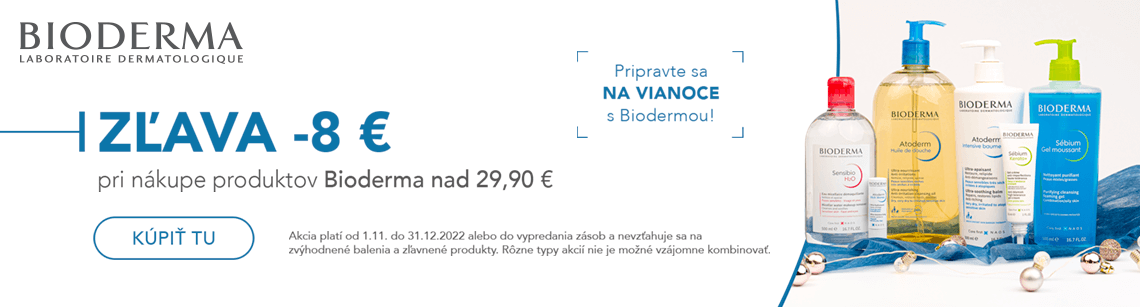 Zľava 8 € na produkty BIODERMA pri nákupe nad 29,90 €